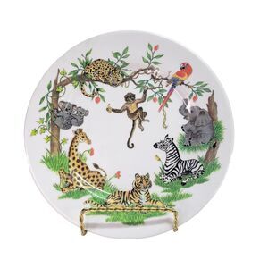 Vtg Jungle Party‎ Melamine Childrens Plate 8" Vtg Chase Inspired Animals